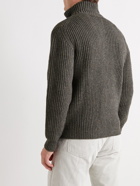 Massimo Alba - Bergen Ribbed Wool, Yak and Cashmere-Blend Zip-Up Cardigan - Gray