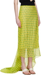 Dries Van Noten Yellow Embellished Silk Maxi Skirt