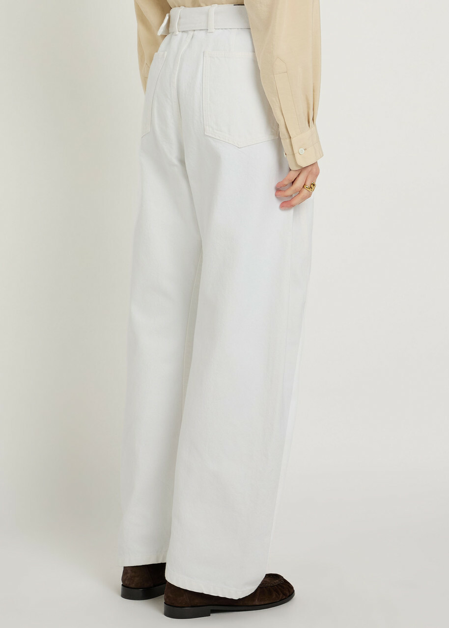 Lemaire Twisted Belted Barrel-leg Jeans Off White