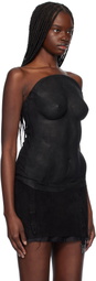 Liza Keane Black Shadow Bodice Nubuck Top