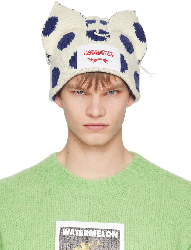 Photo: Charles Jeffrey Loverboy Navy & Off-White Chunky Ears Beanie