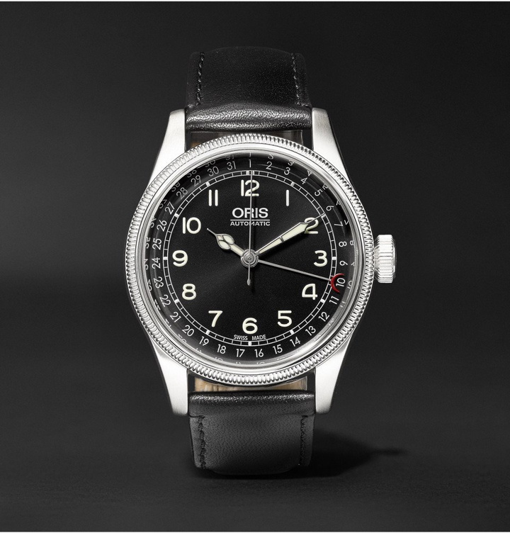 Photo: Oris - Big Crown Original Pointer Date 40mm Stainless Steel and Leather Watch - Men - Black