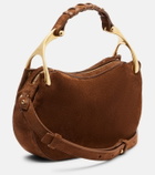 McQueen Wishbone Mini suede top-handle bag