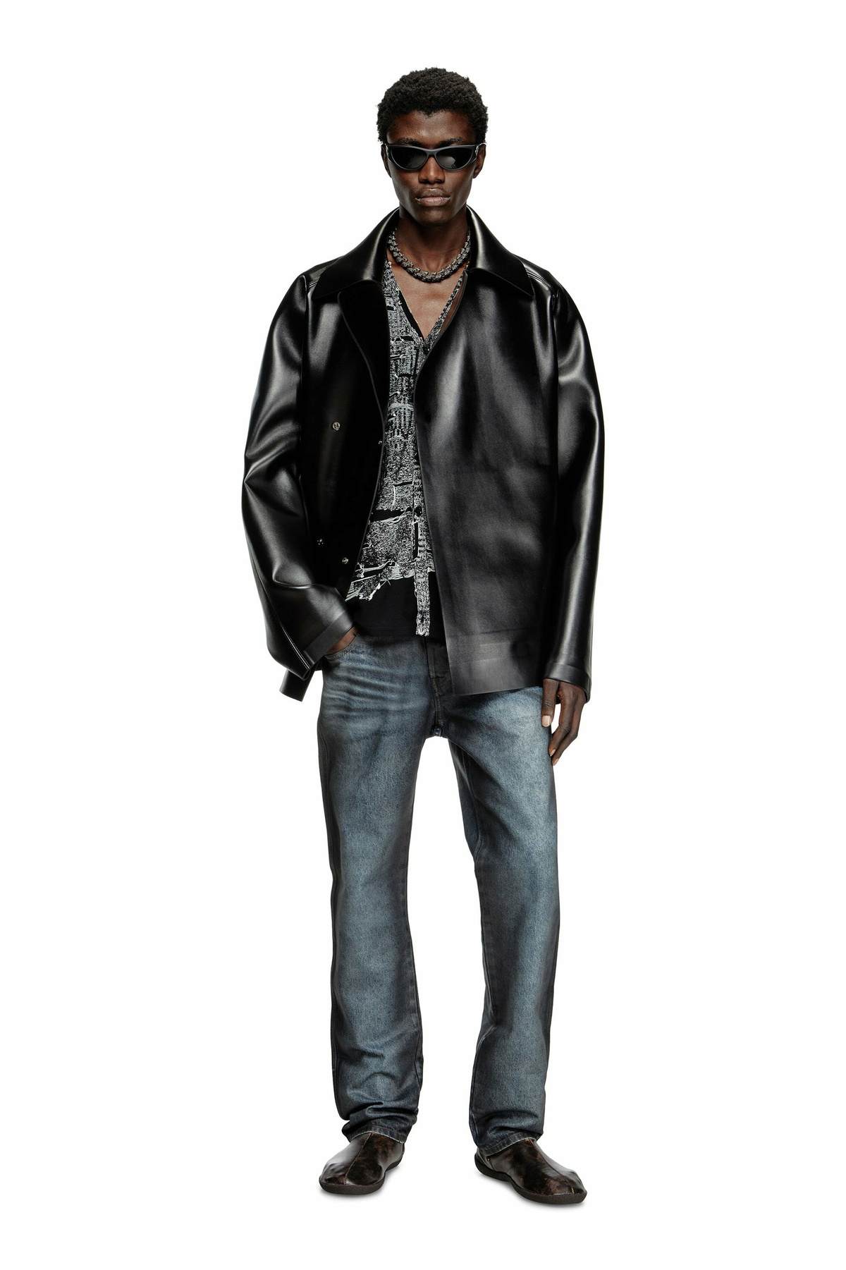 Diesel Oversized neoprene-bonded tailored jacket - Jackets - Unisex - Black