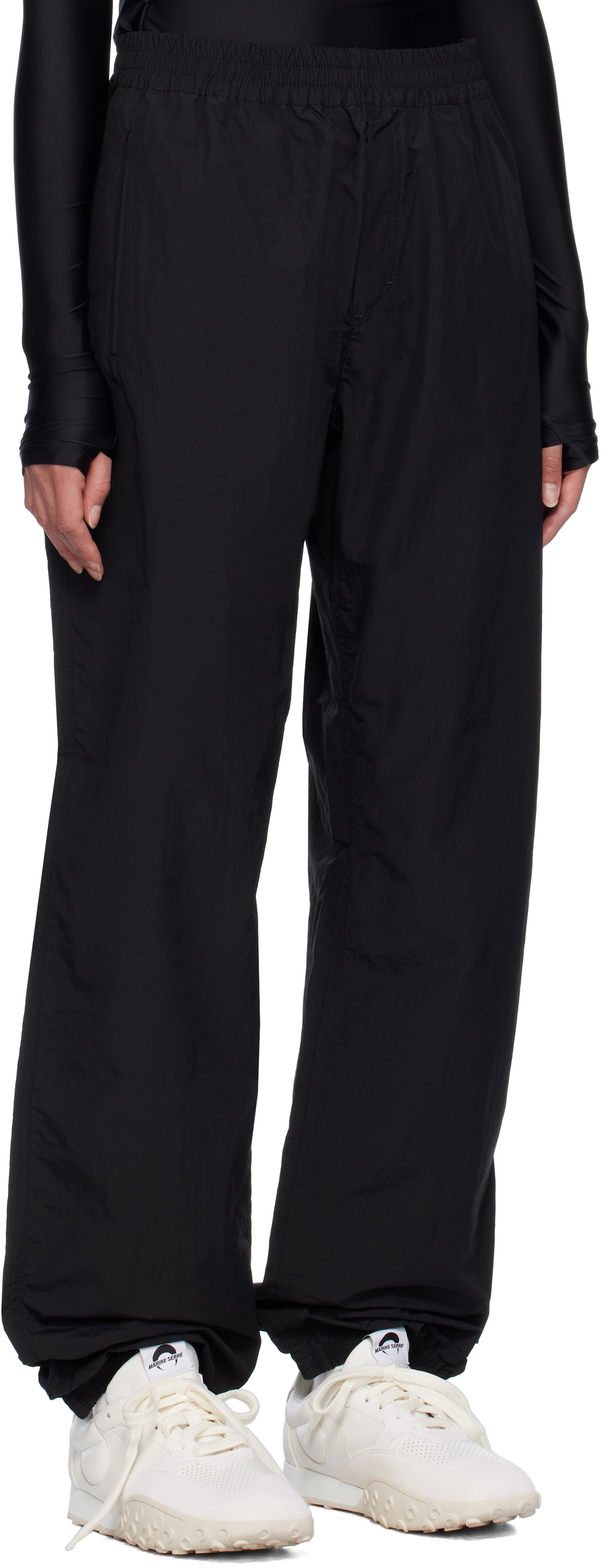 Marine Serre Black 'MS Sport' Nylon Track Pants