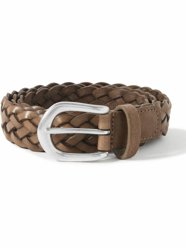 Photo: Anderson's - 2.5cm Woven Leather Belt - Brown