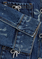 Self-portrait Bow-print Embellished Denim Cropped Jacket