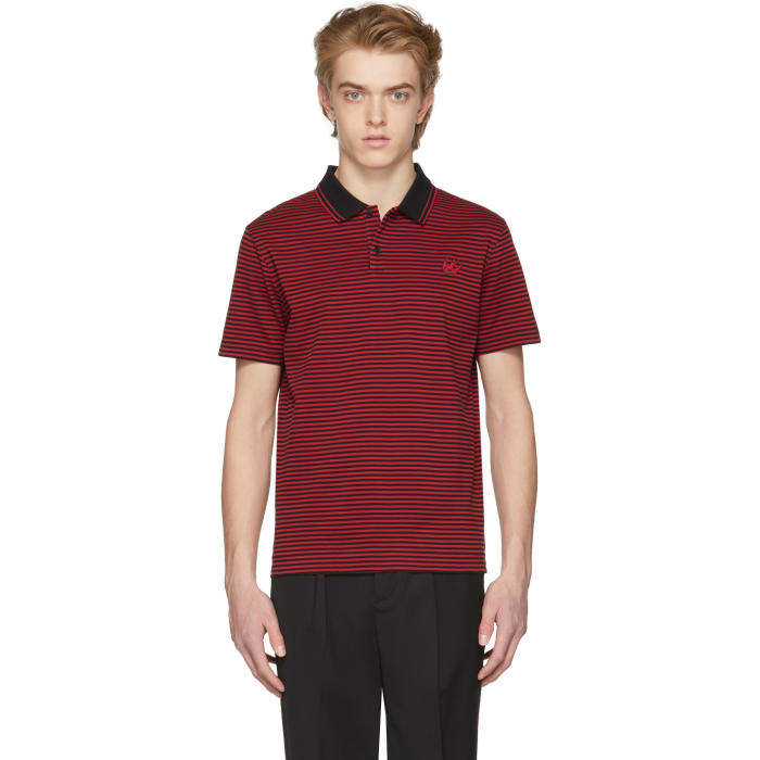 Photo: McQ Alexander McQueen Black and Red Striped Clean Polo