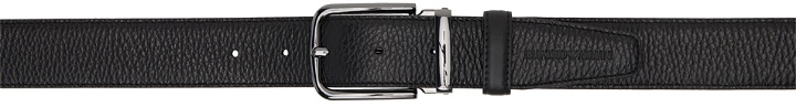 Photo: Emporio Armani Black Pebbled Leather Reversible Belt