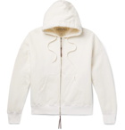 Remi Relief - Boa Leather-Trimmed Fleece-Back Cotton-Jersey Zip-Up Hoodie - Neutrals