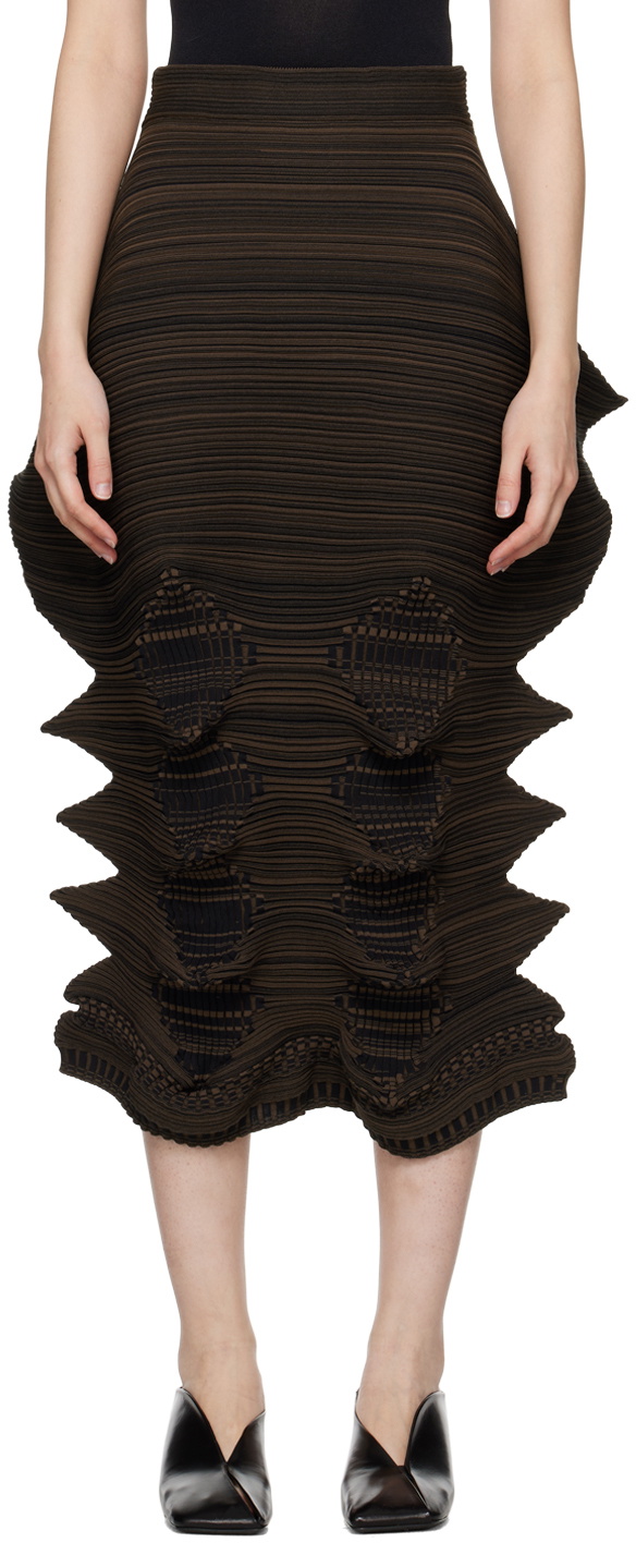 スカート ISSEY MIYAKE 'Linkage' skirt Issey Miyake Brown Linkage Maxi Skirt Issey Miyake Men