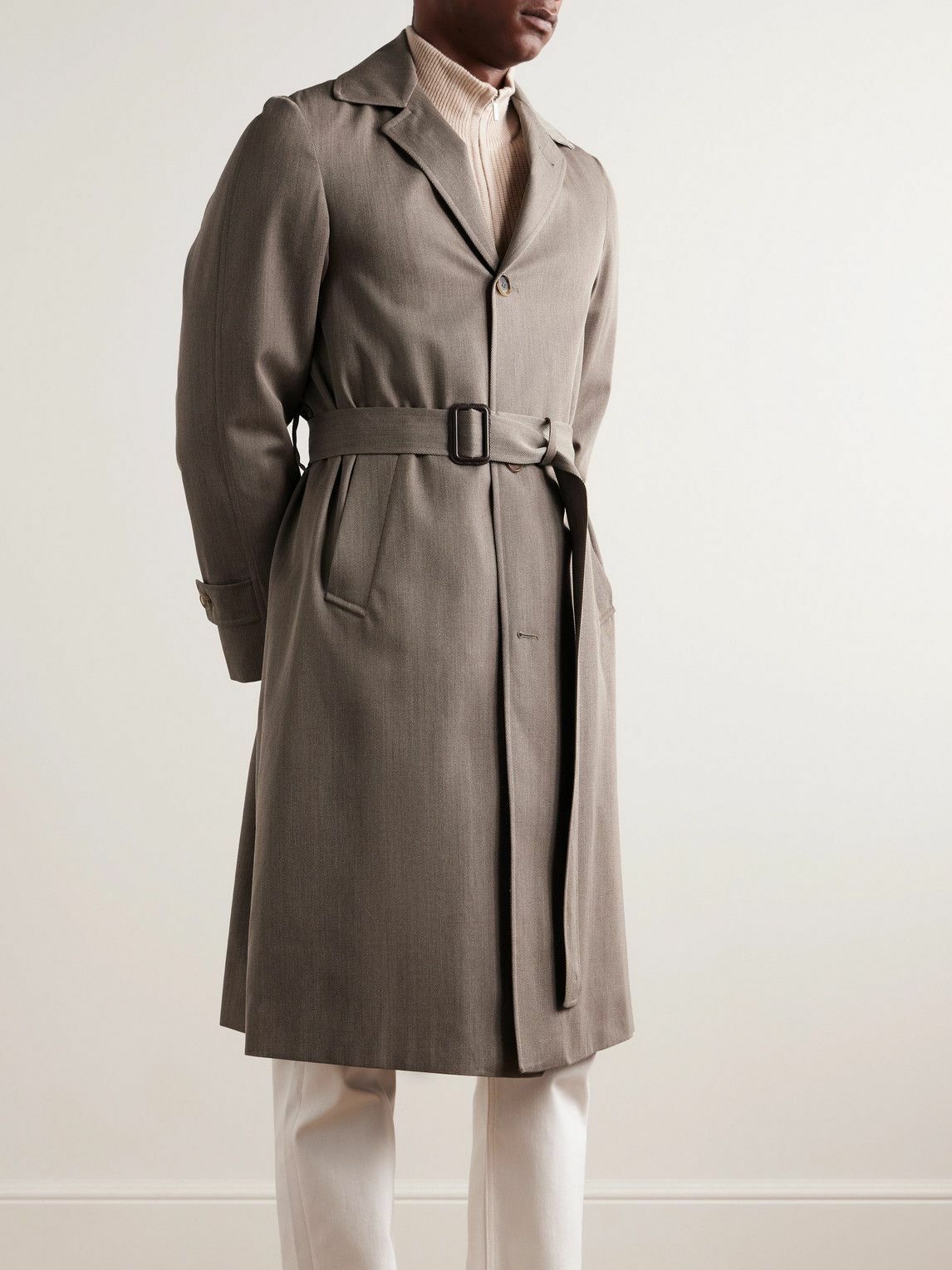 Saman Amel - Belted Wool-Twill Coat - Brown