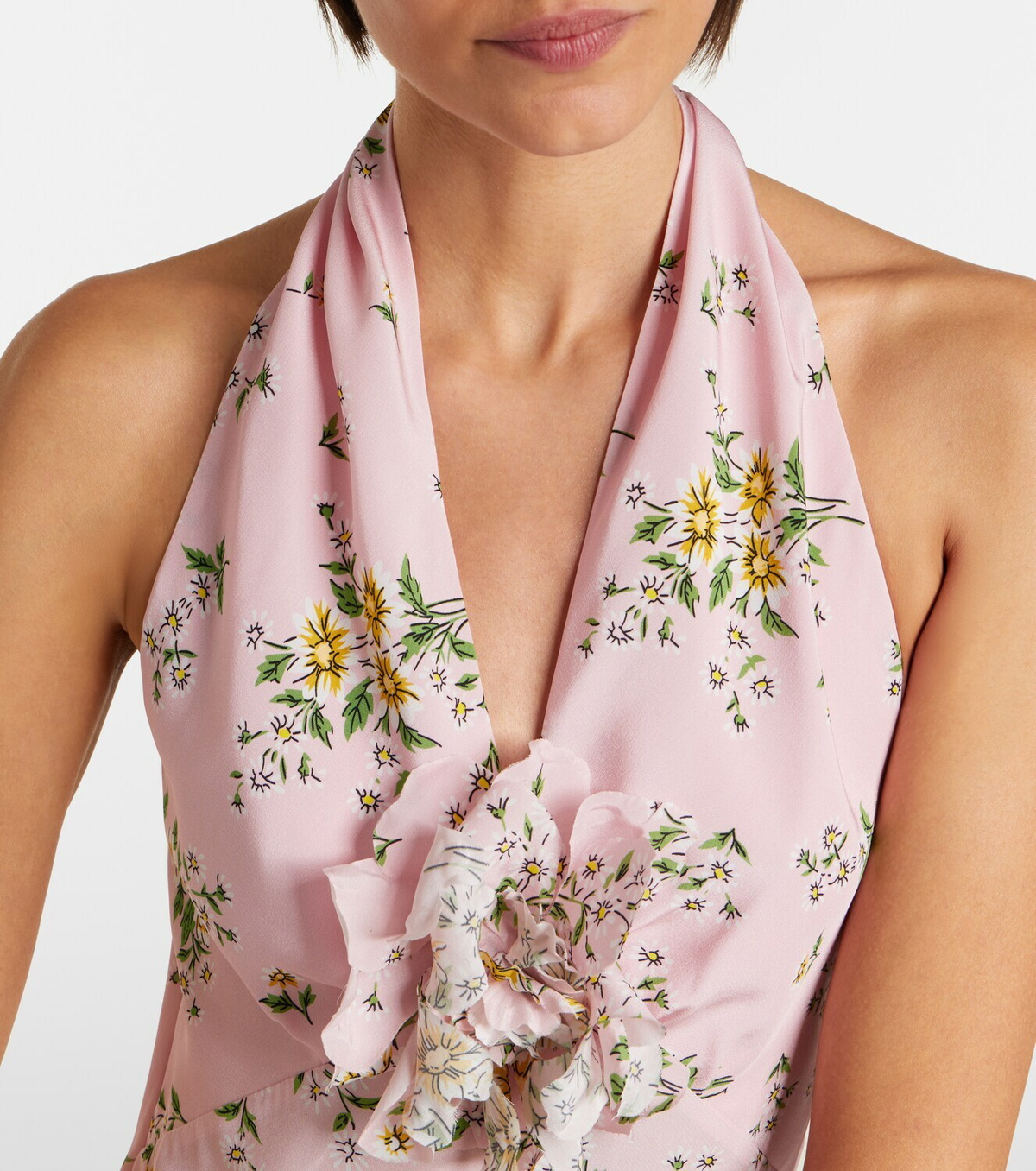 Rodarte Floral-appliqué floral silk crêpe gown