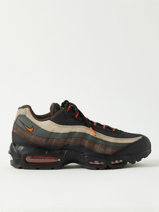 Photo: Nike - Air Max 95 Panelled Leather, Suede and Mesh Sneakers - Black