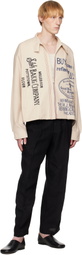 HARAGO Beige Printed Zipper Cropped Jacket