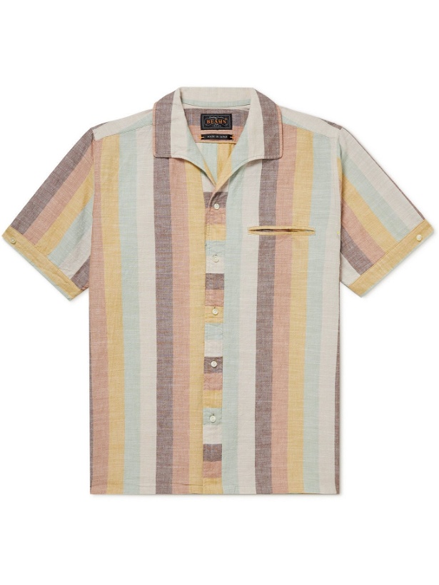 Photo: Beams Plus - Striped Camp-Collar Cotton-Voile Shirt - Brown