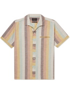 Beams Plus - Striped Camp-Collar Cotton-Voile Shirt - Brown