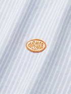 Armor Lux - Logo-Appliquéd Button-Down Collar Striped Cotton Oxford Shirt - Blue