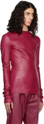 Rick Owens Pink Edfu Leather Long Sleeve T-Shirt