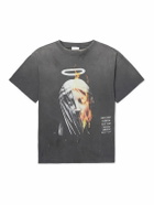 SAINT MXXXXXX - Angel Tee Distressed Printed Cotton-Jersey T-Shirt - Black