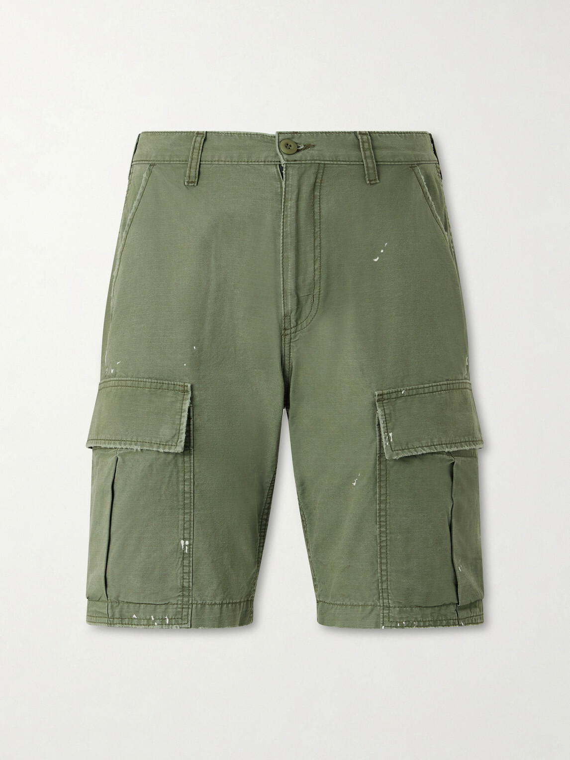 Cherry Los Angeles - Camouflage Paint-splattered Cargo Straight-leg Shorts - Green