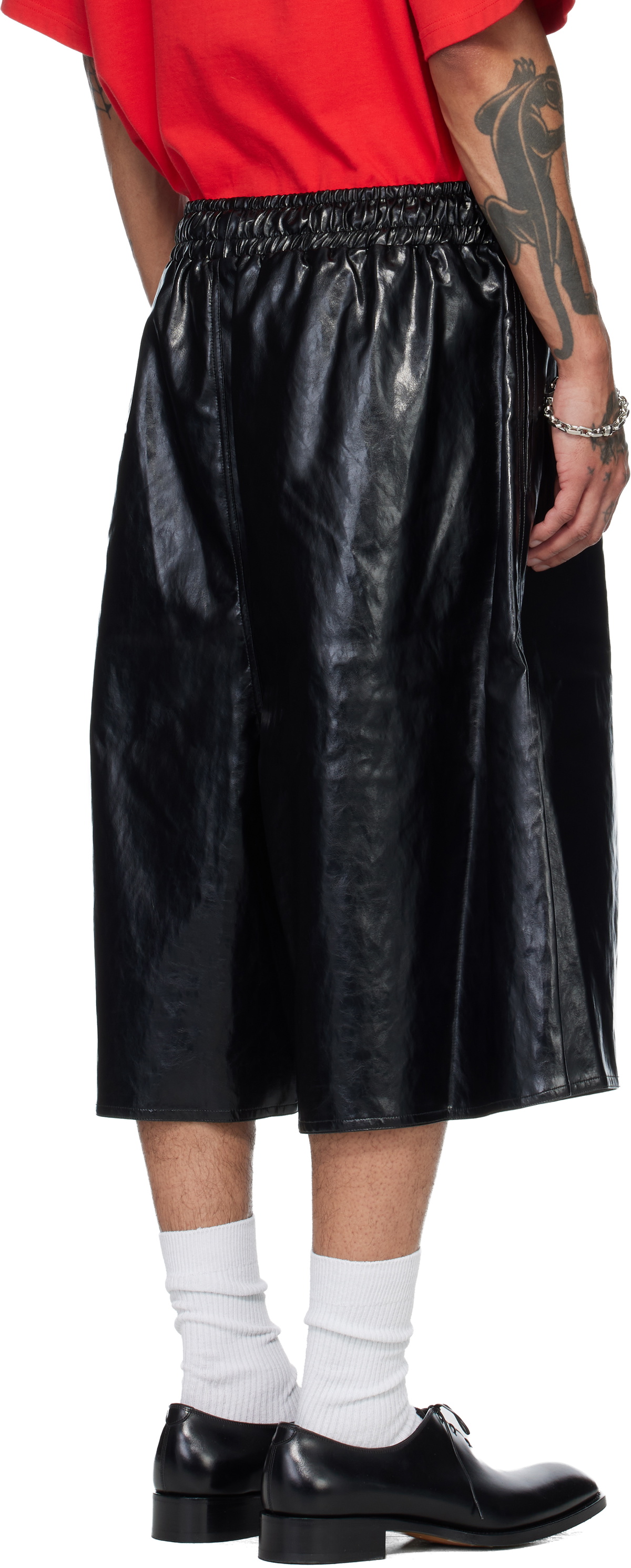 LU'U DAN Black BBall Faux-Leather Shorts