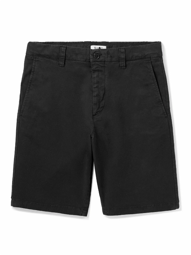 Photo: NN07 - Crown 1005 Straight-Leg Garment-Dyed Stretch-Cotton Twill Shorts - Black