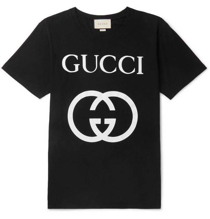 Photo: Gucci - Oversized Logo-Print Cotton-Jersey T-Shirt - Men - Black