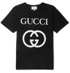 Gucci - Oversized Logo-Print Cotton-Jersey T-Shirt - Men - Black