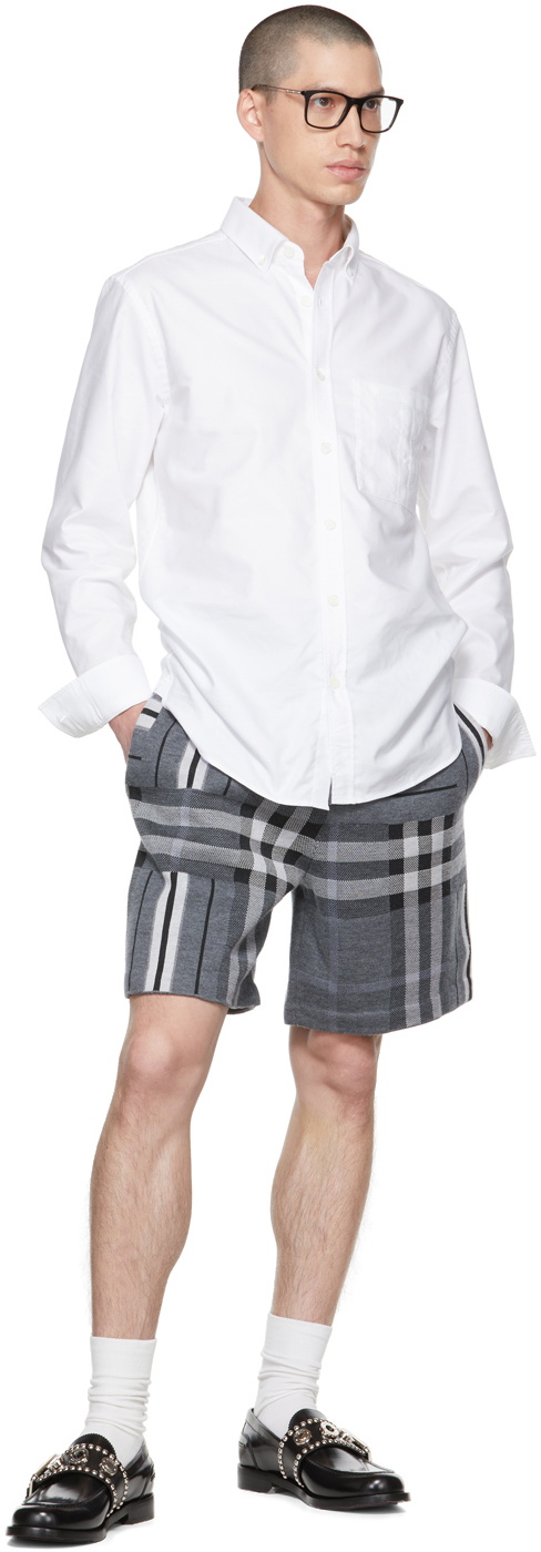 Burberry Gray Check & Stripe Shorts Burberry