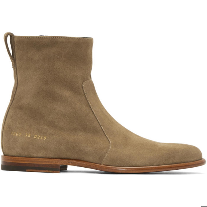 Photo: Robert Geller Taupe Common Projects Edition Chelsea Boots
