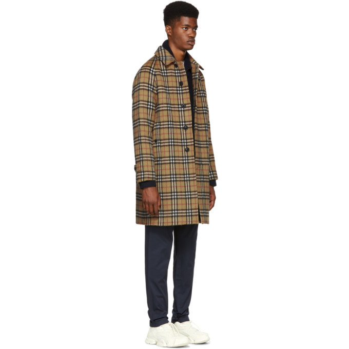 Burberry Yellow Alpaca and Wool Check Camden Coat Burberry