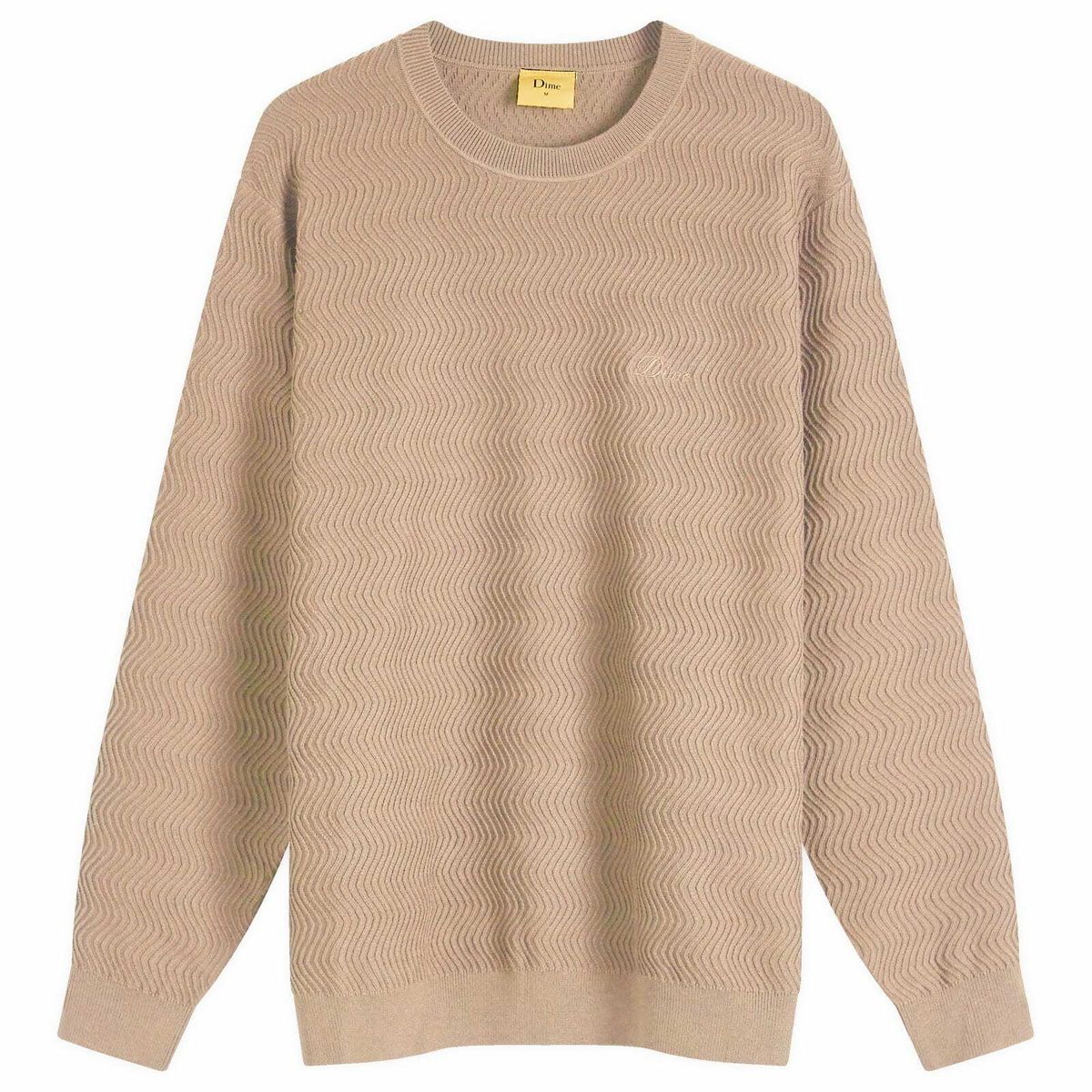 Dime Men's Wave Cable Knit Jumper in Tan