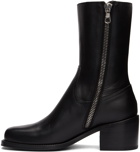 Dries Van Noten Black Leather Zip Boots