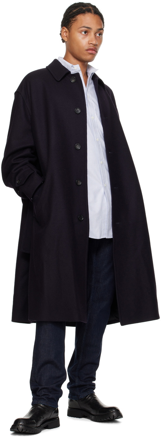 Bally Navy Belted Coat