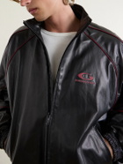 Balenciaga - Logo-Embossed Leather Jacket - Black