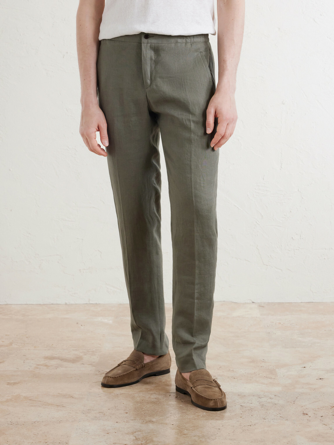 Kiton - Tapered Linen Trousers - Green