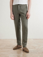 Kiton - Tapered Linen Trousers - Green
