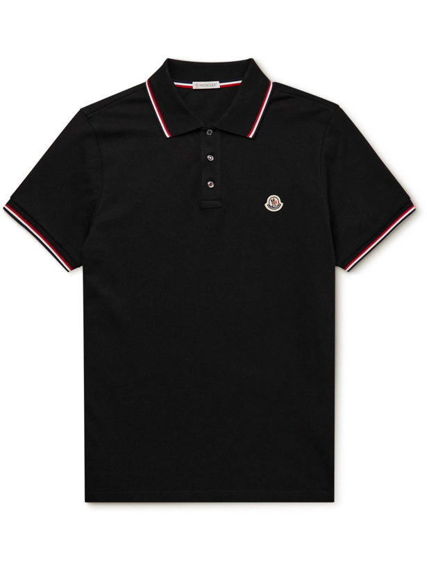 Photo: Moncler - Logo-Appliquéd Cotton-Piqué Polo Shirt - Black