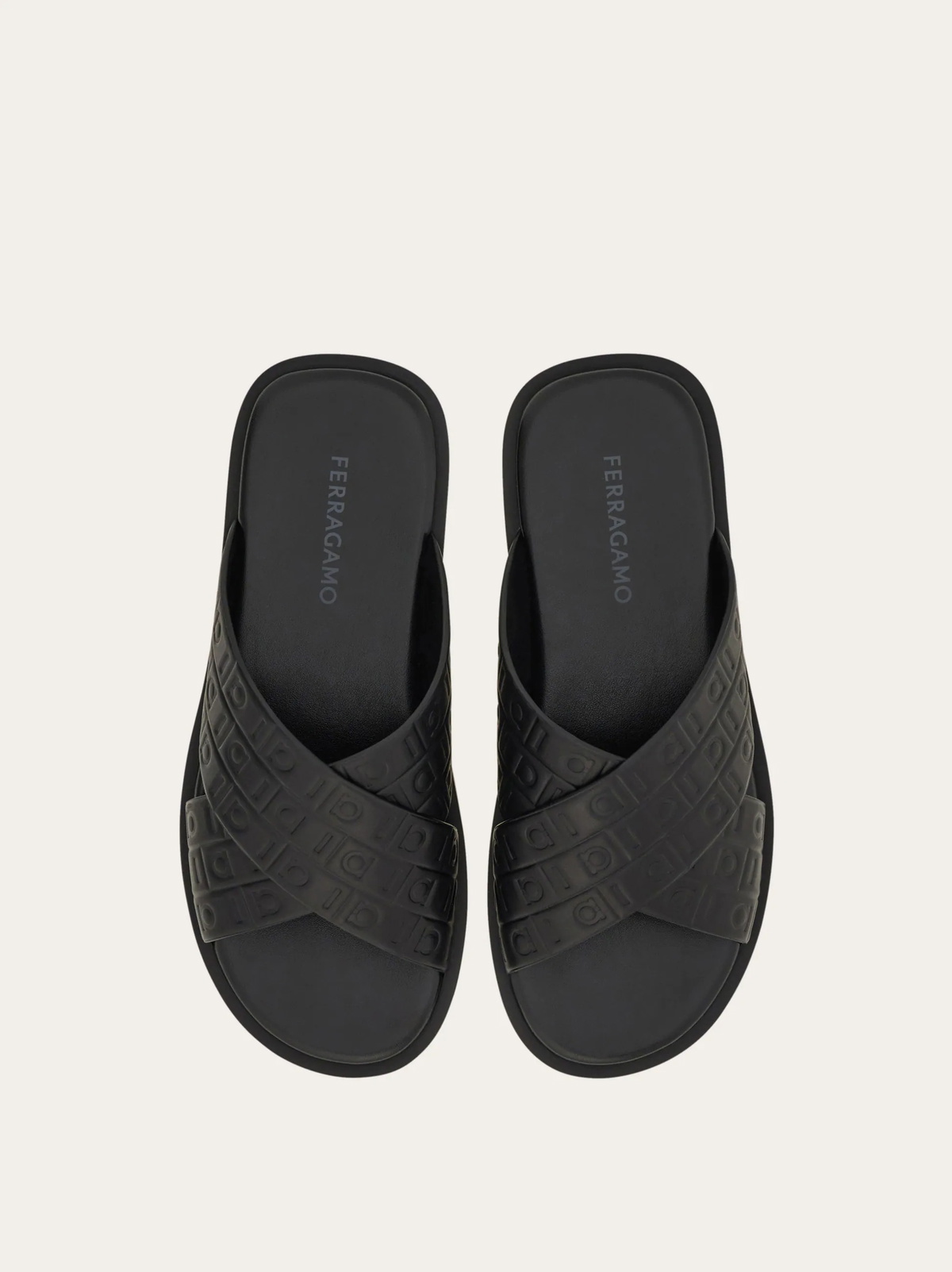 Ferragamo Mens Ferragamo Monogram sandal in Black