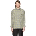 Tibi SSENSE Exclusive Green and Beige Check Recycled Utility Shirt