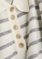 Veronica Beard Brandt Striped-intarsia Cashmere Polo Jumper Cream