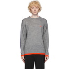 Loewe Grey and Purple Anagram Embroidered Sweater