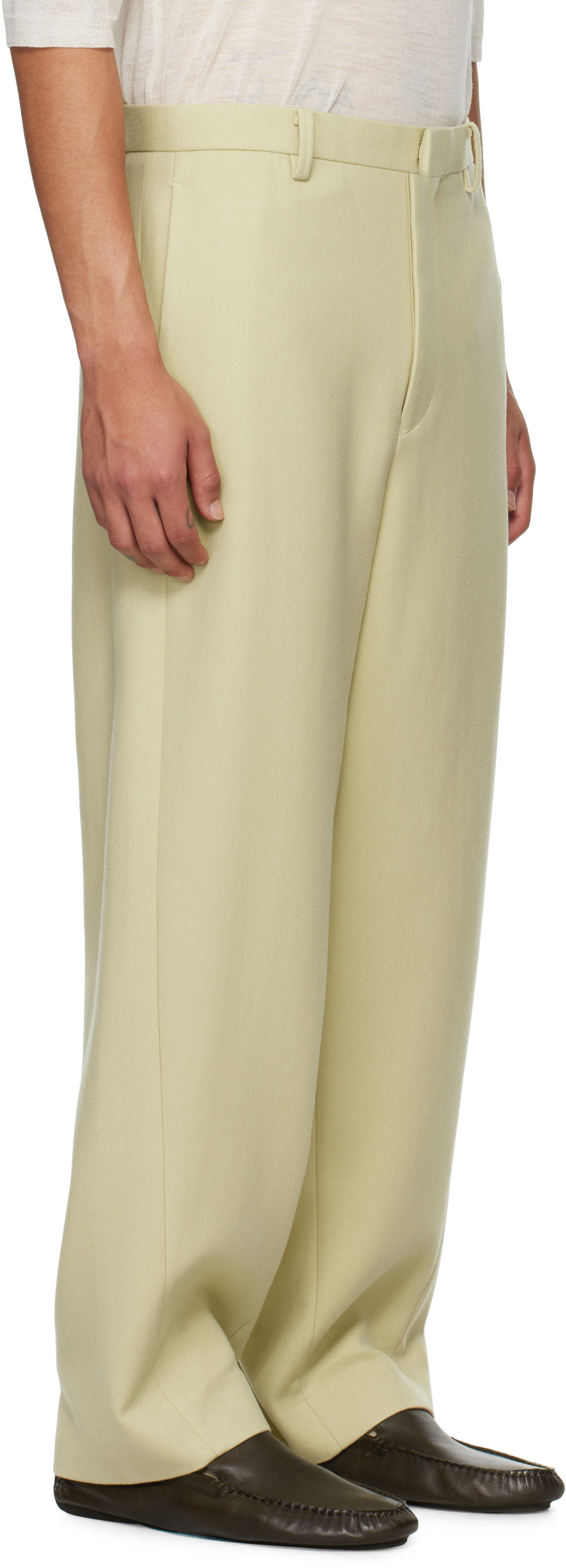 AURALEE Yellow Light Melton Trousers Auralee