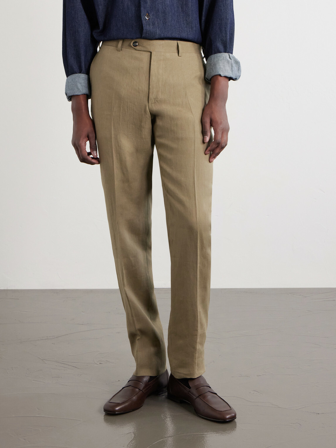Canali - Straight-Leg Linen Suit Trousers - Neutrals