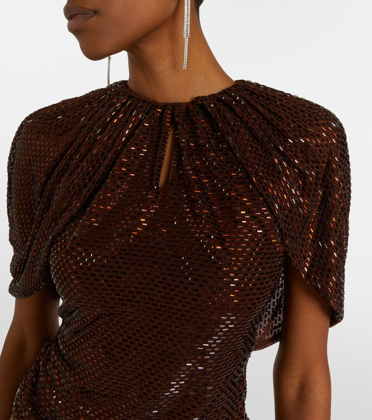 Self-Portrait Embellished mesh top