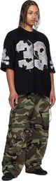mastermind JAPAN Black '39' Distressed Patch Half Sleeve T-shirt