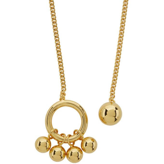 Jil Sander Gold Double Sided Sphere Necklace Jil Sander