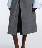 Prada Layered pleated wool midi skirt