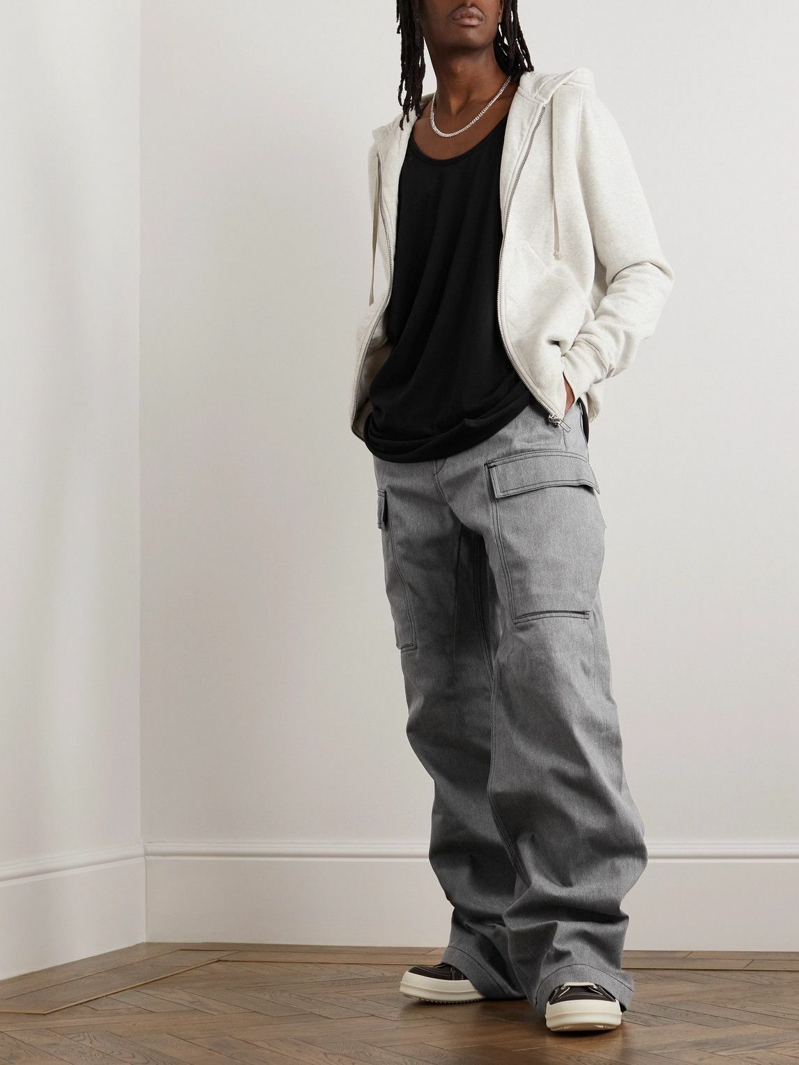 DRKSHDW by Rick Owens - Cotton-Jersey Zip-Up Hoodie - Gray DRKSHDW by Rick Owens - Cotton-Jersey Zip-Up Hoodie - Gray